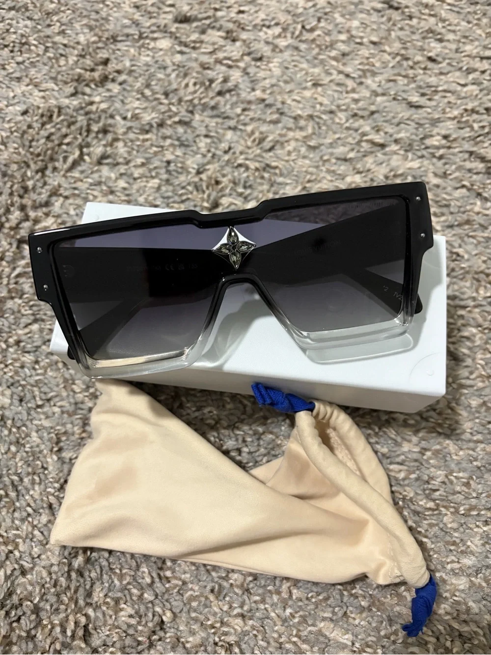 Louis Vuitton Luxury Two-Tone Black to Clear Shield Sunglasses